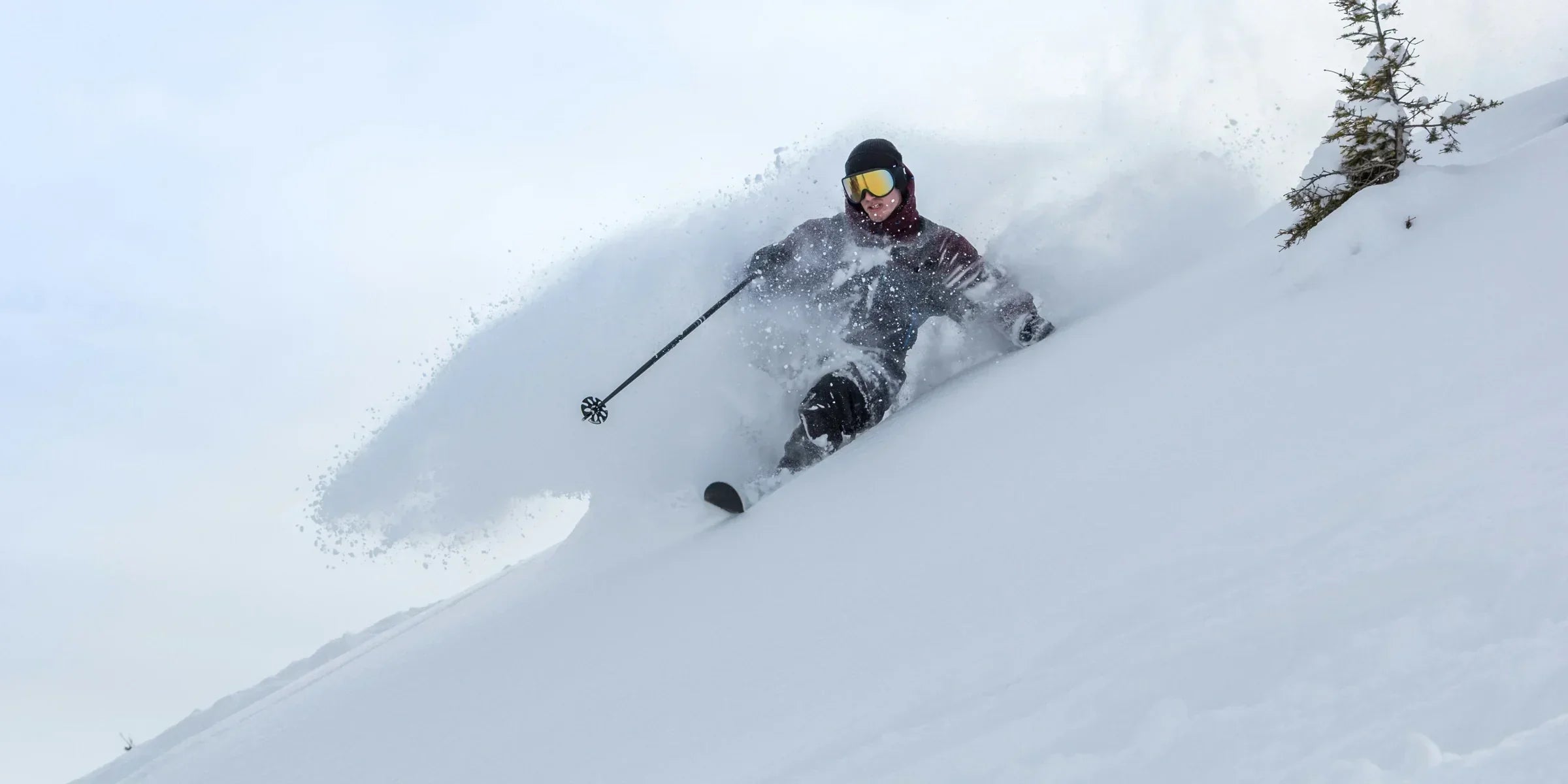 Skier in cold, dry mountain air
