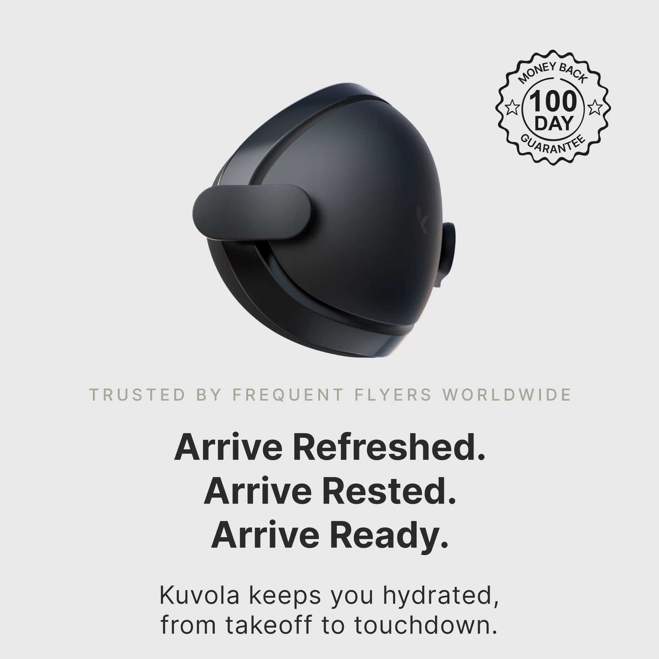 Black Kuvola humidifier mask, front view